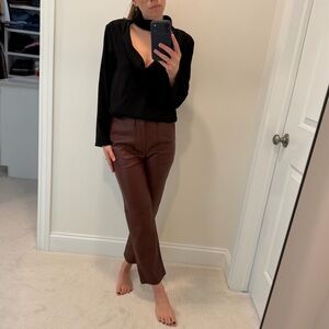 Zara cowl-neck long sleeve shirt with choker detail - black, size s - NWT